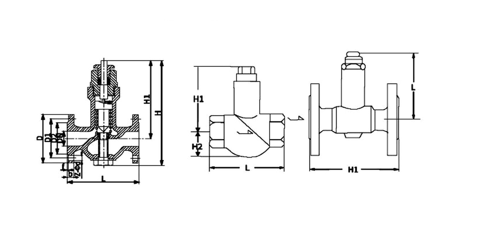 Adjustable Thermostatic Steam Trap dimension drawing