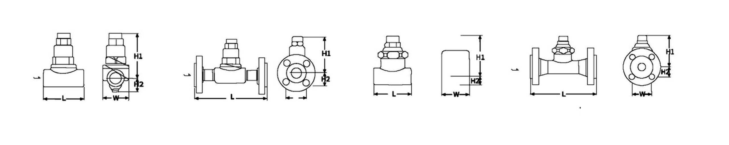 Bimetal Temperature Adjustable Steam Trap dimension drawing