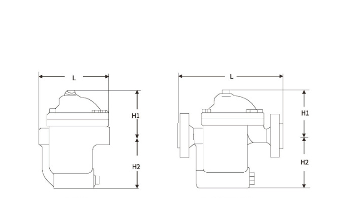 Differential Pressure Compound Valve Bell Float Steam Trap dimension drawing