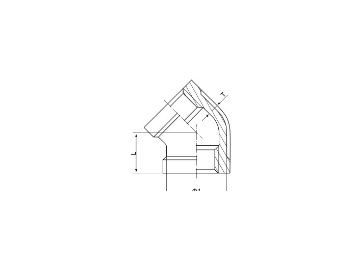 Stainless Steel 150LB 45 Degree Elbow dimension drawing