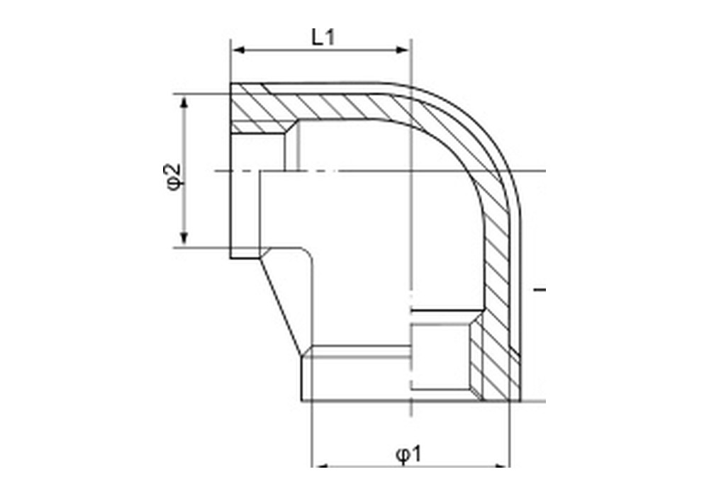 Stainless Steel 150LB Reducing 90 Degree Elbow Dimension Drawing
