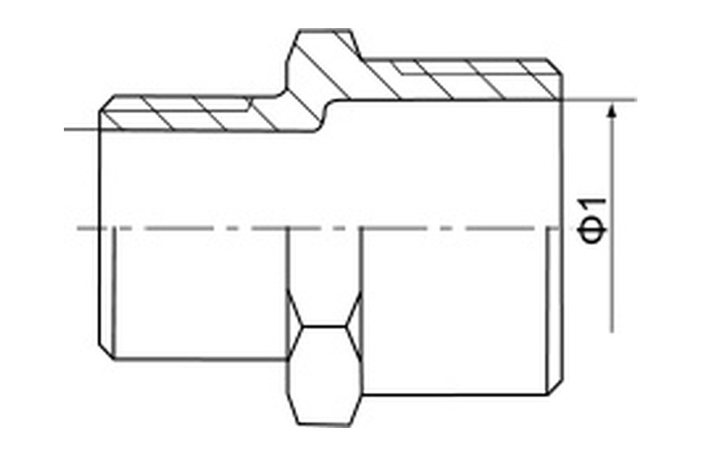Stainless Steel 150LB Reducing Hex Nipple Dimension Drawing