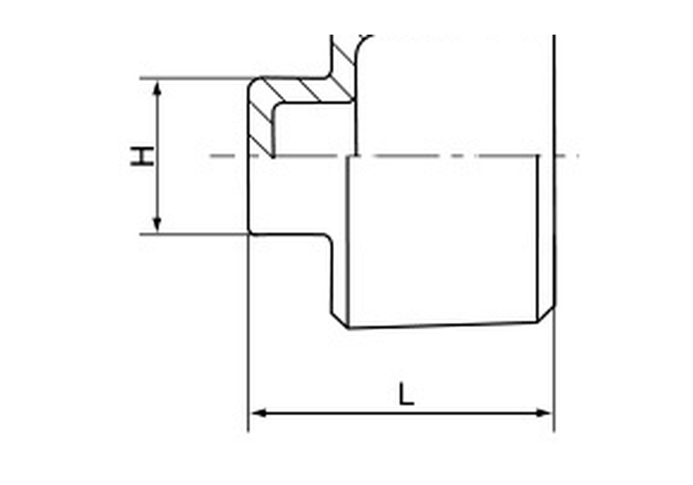 Stainless Steel 150LB Square Plug dimension drawing