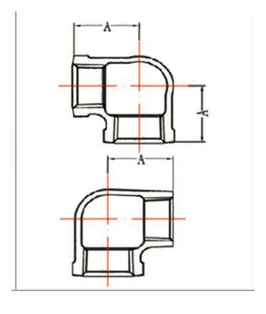 Malleable Iron Banded Side Outlet Elbow Fig.1221 dimension drawing