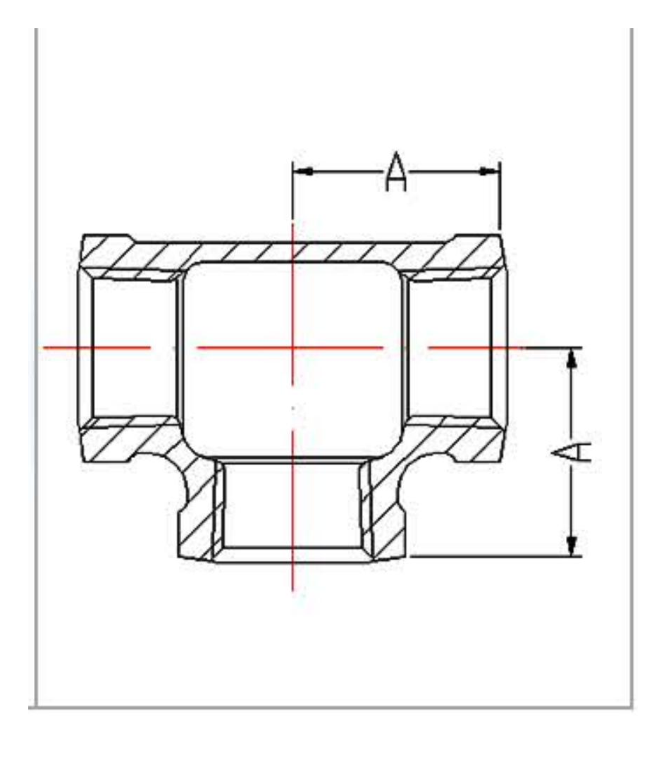 Malleable Iron Equal Tee Fig.130 dimension drawing