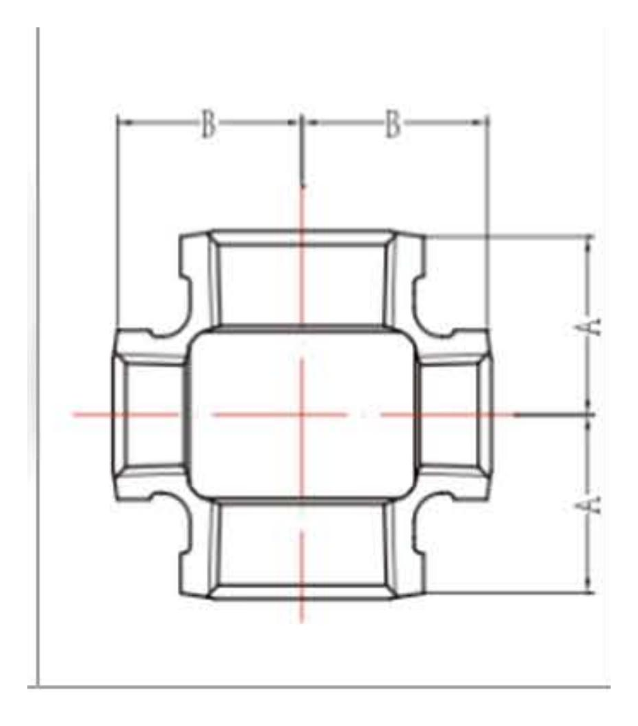 Malleable Iron Reducing Cross Fig.180R dimension drawing