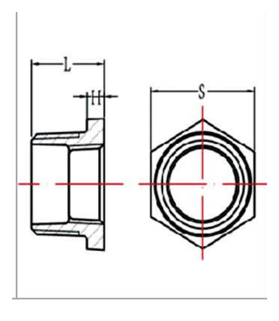 Malleable Iron Hex Bushing Fig.241 dimension drawing