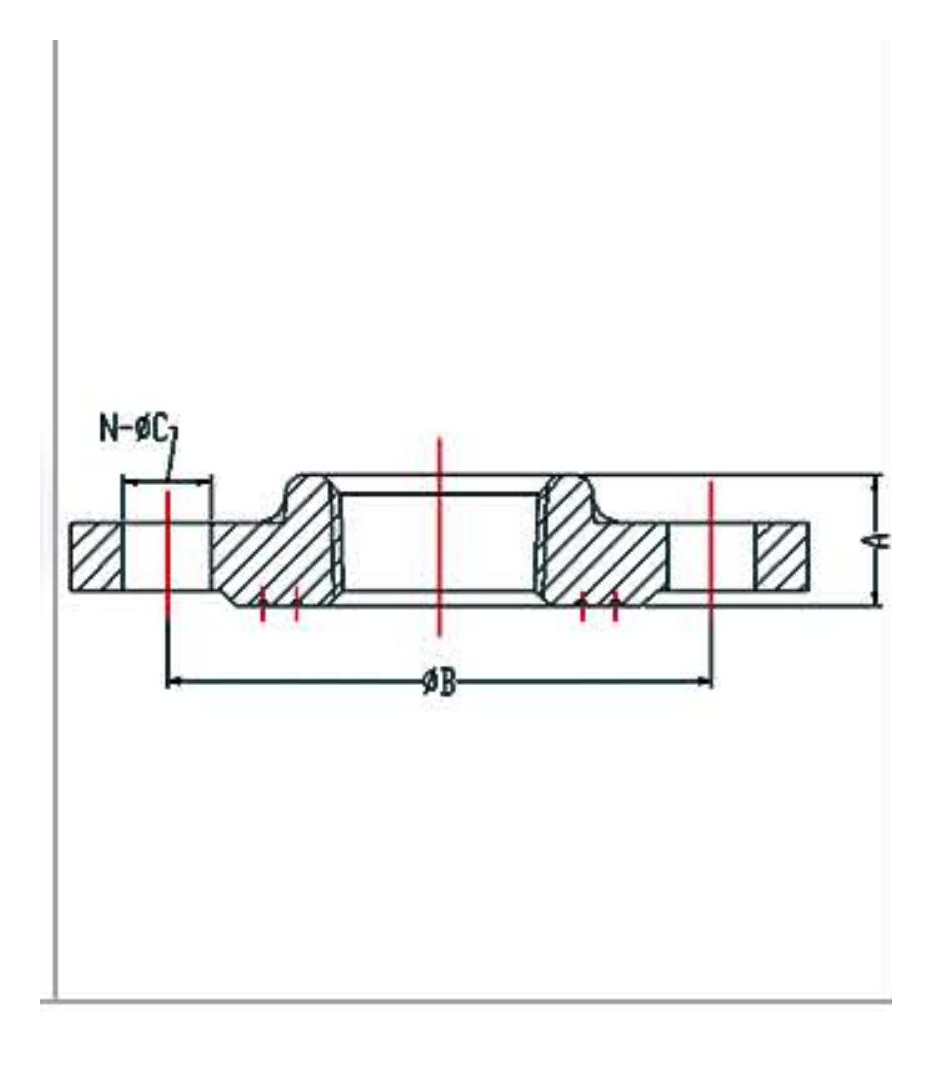 Malleable Iron Round Flange With 4 Bolt Holes Fig.329 dimension drawing