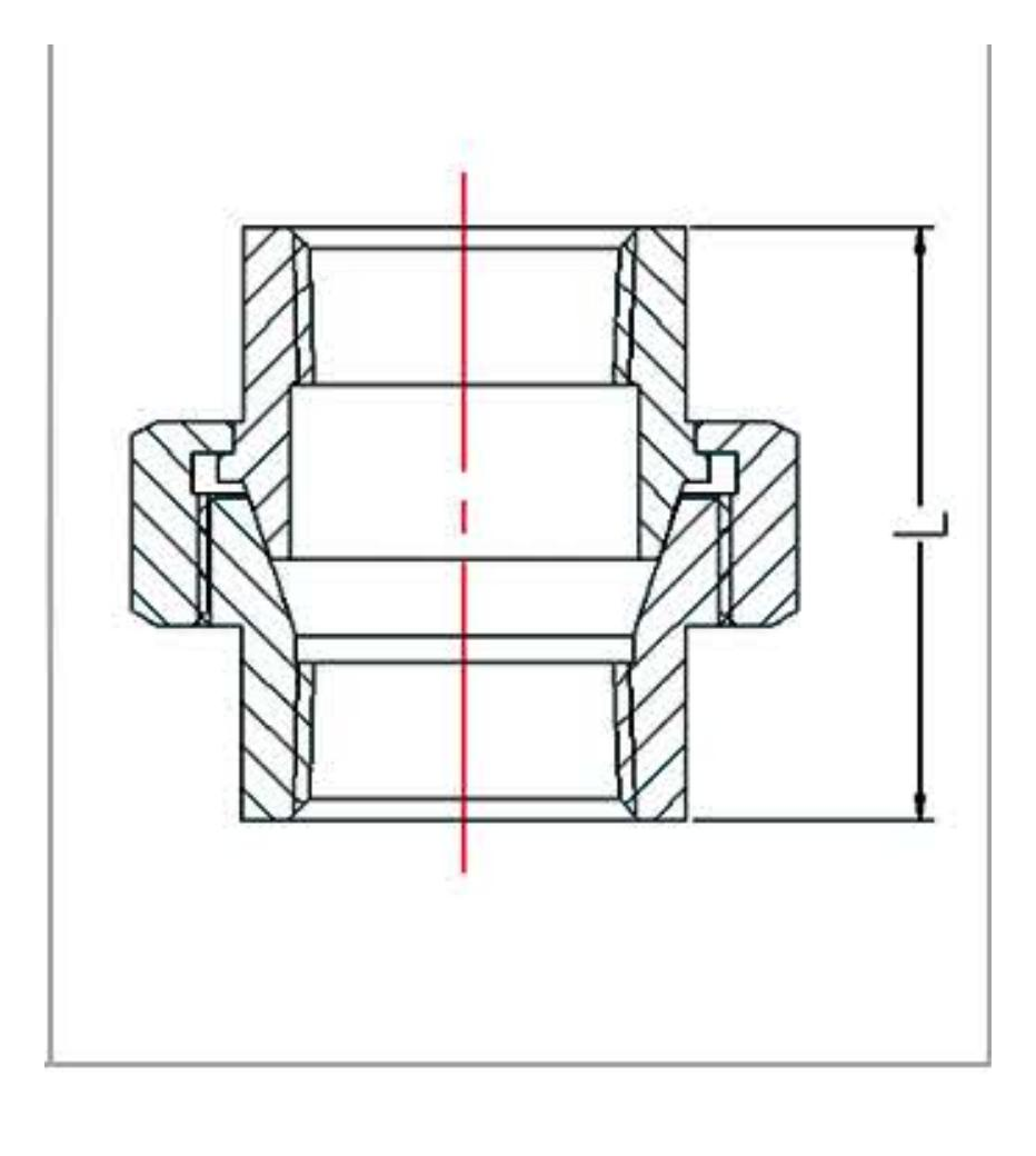 Malleable Iron Union Conical Seat Fig.340 dimension drawing