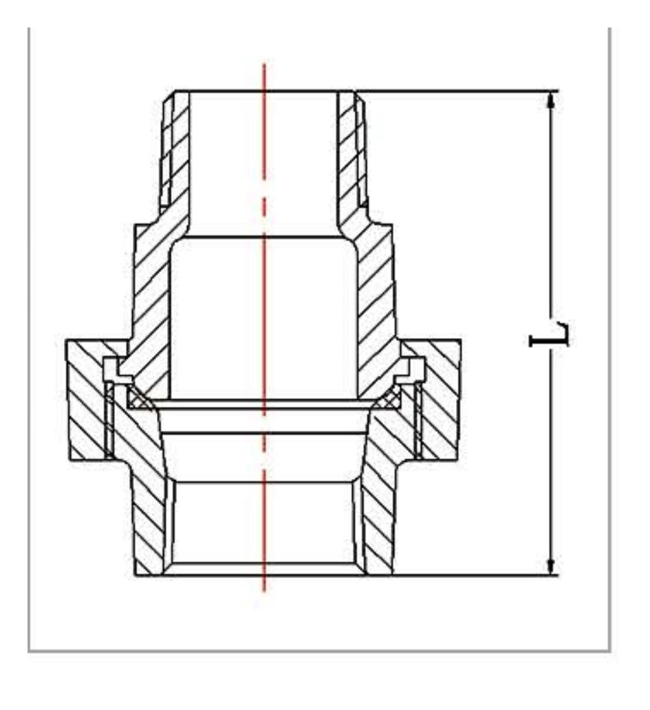 Malleable Iron Union Conical Seat M&F Fig.341 dimension drawing