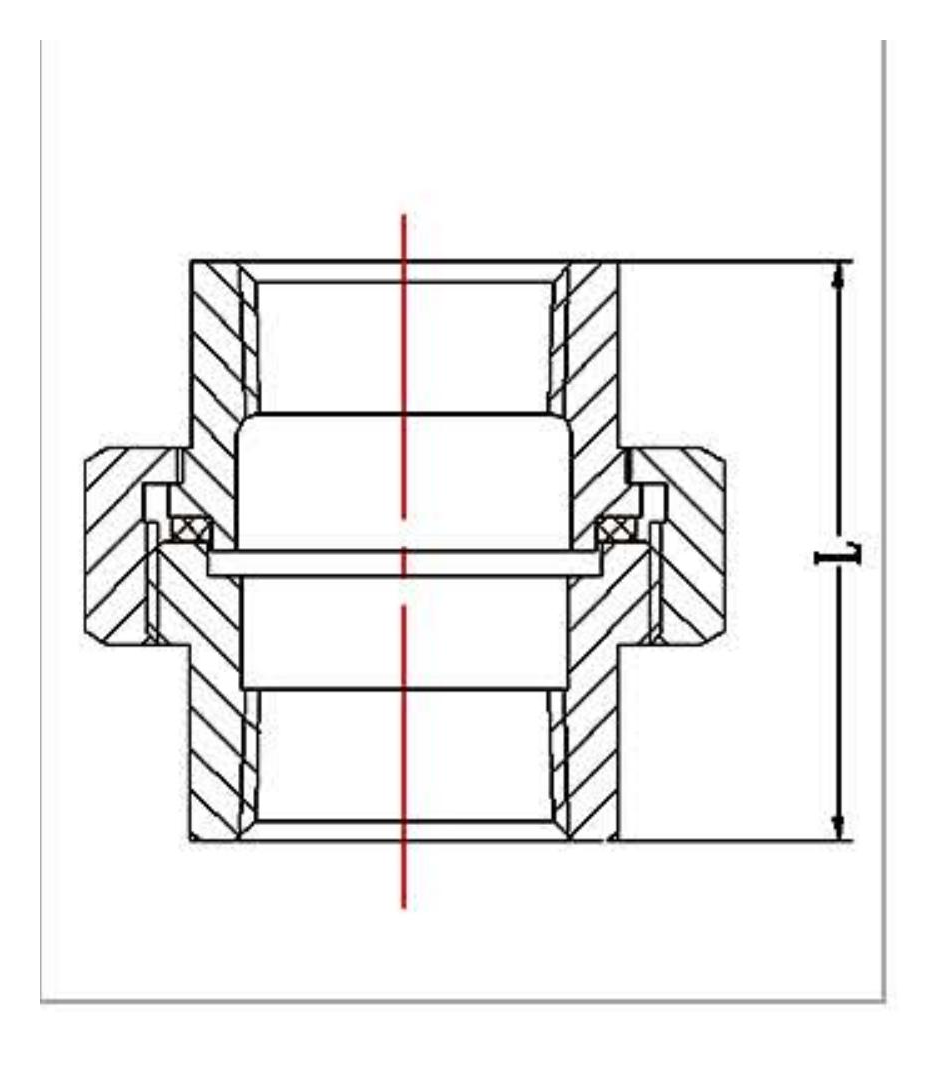 Malleable Iron Union Conical Brass Seat Fig.342 dimension drawing