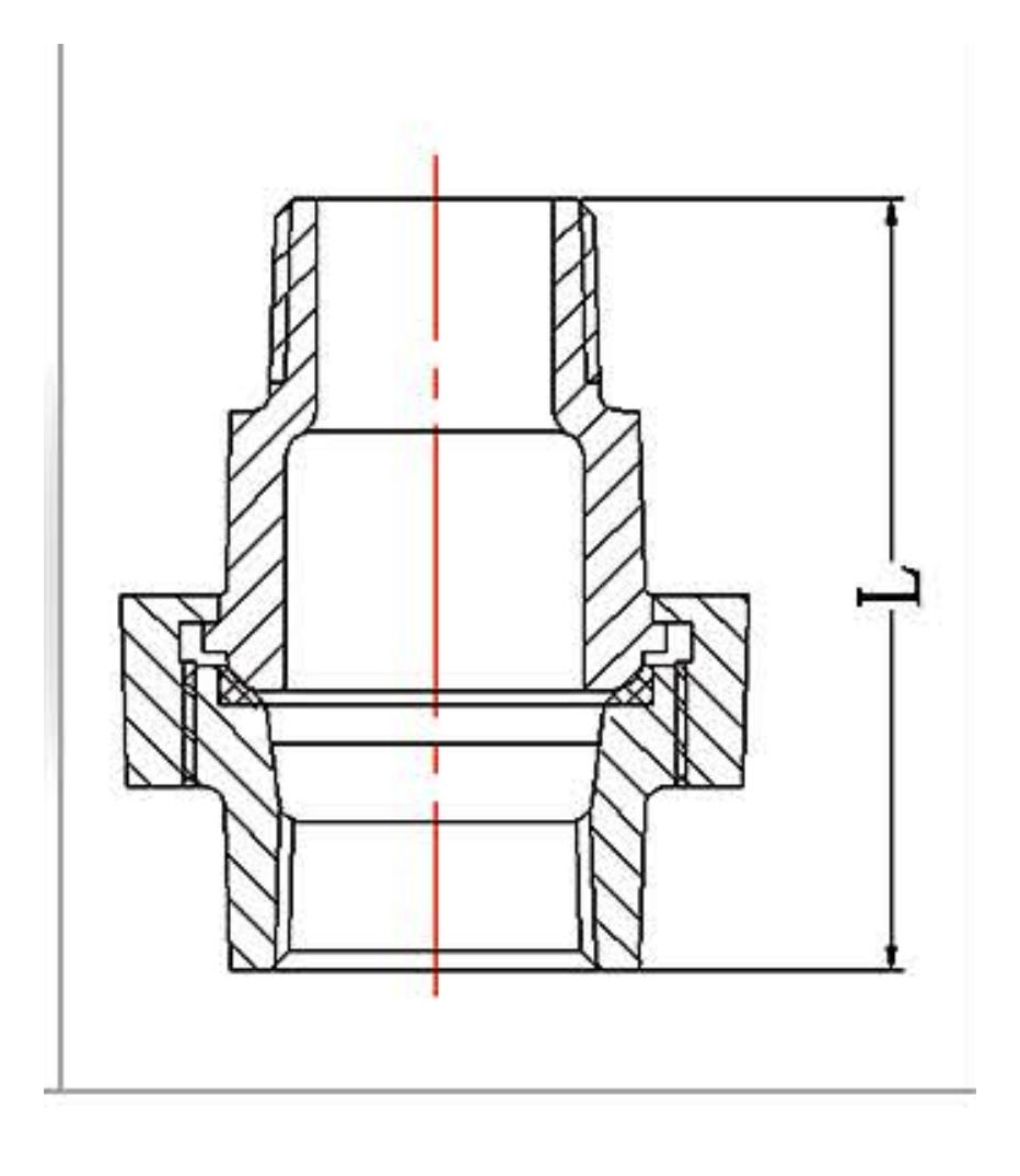Malleable Iron Brass Union Taper Seat M&F Fig.343 dimension drawing