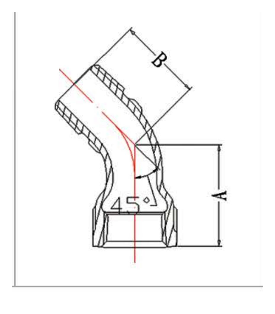 Malleable Iron 45 Degree M&F Long Bend Fig.40 dimension drawing