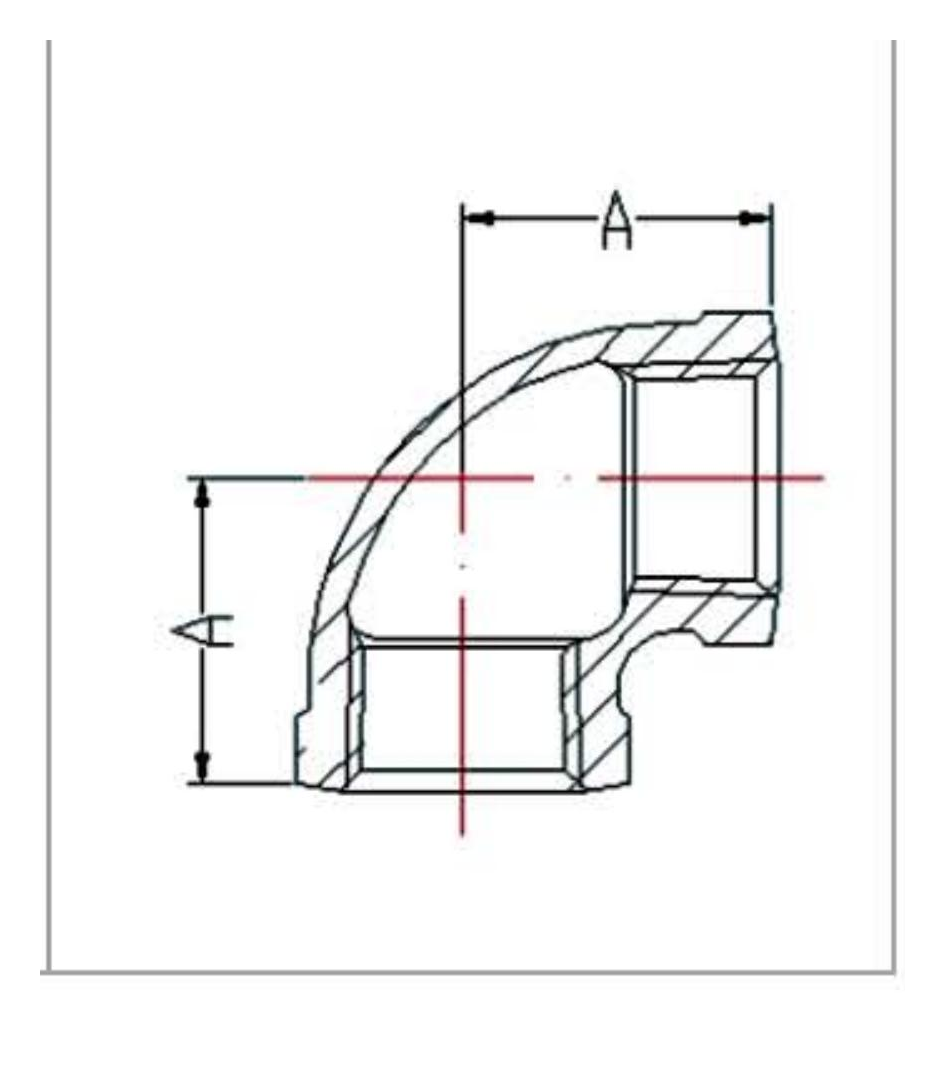 Malleable Iron 90 Degree Elbow Equal Fig.90 dimension drawing