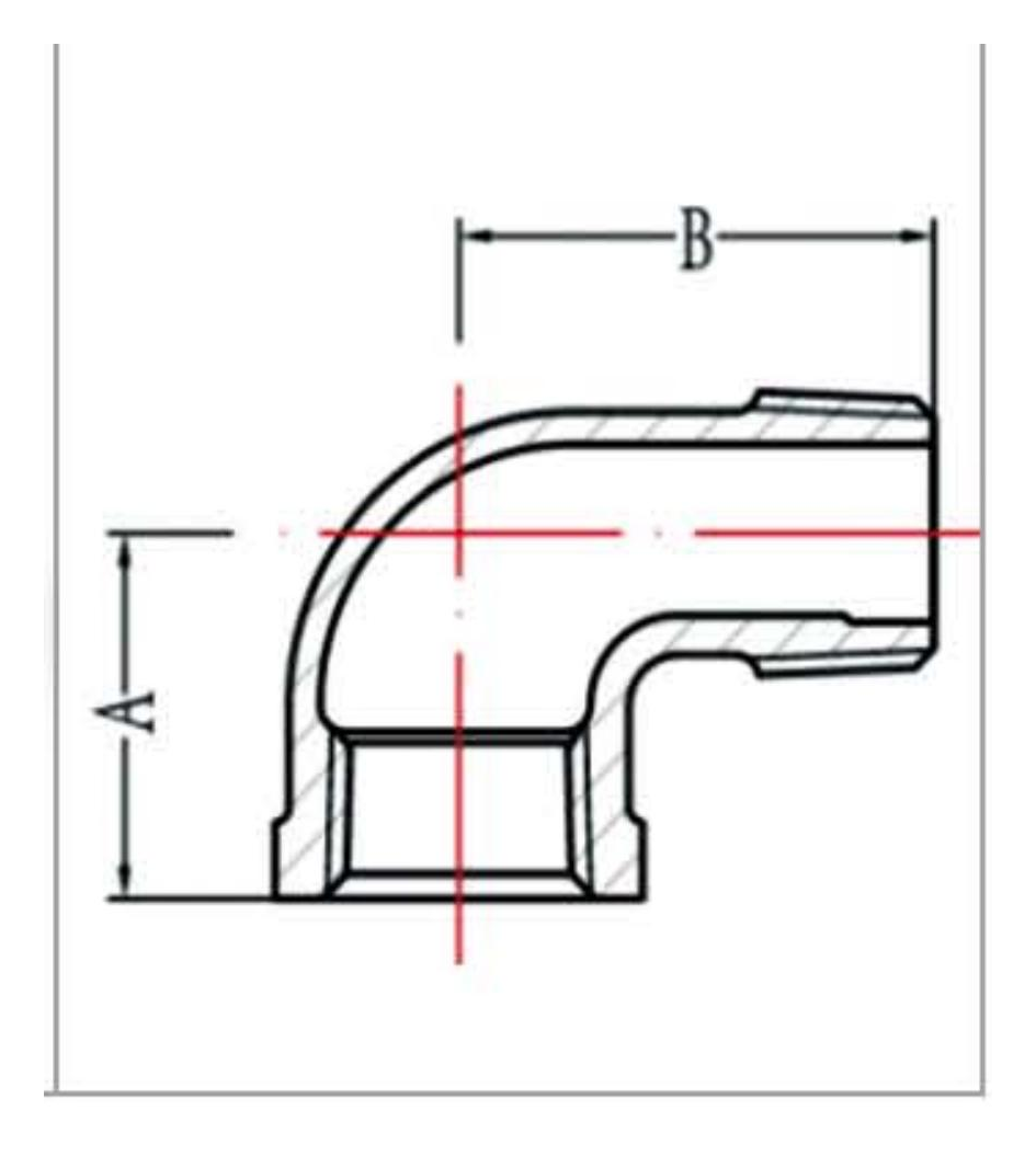 Malleable Iron 90 Degree M&F Elbow Fig.92 dimension drawing