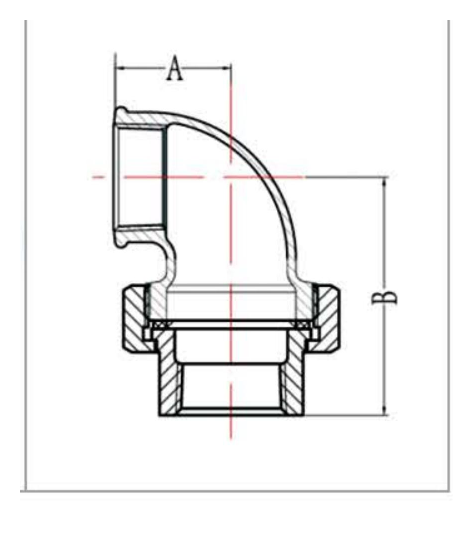 Malleable Iron Union Elbow Flat Seat Fig.95 dimension drawing