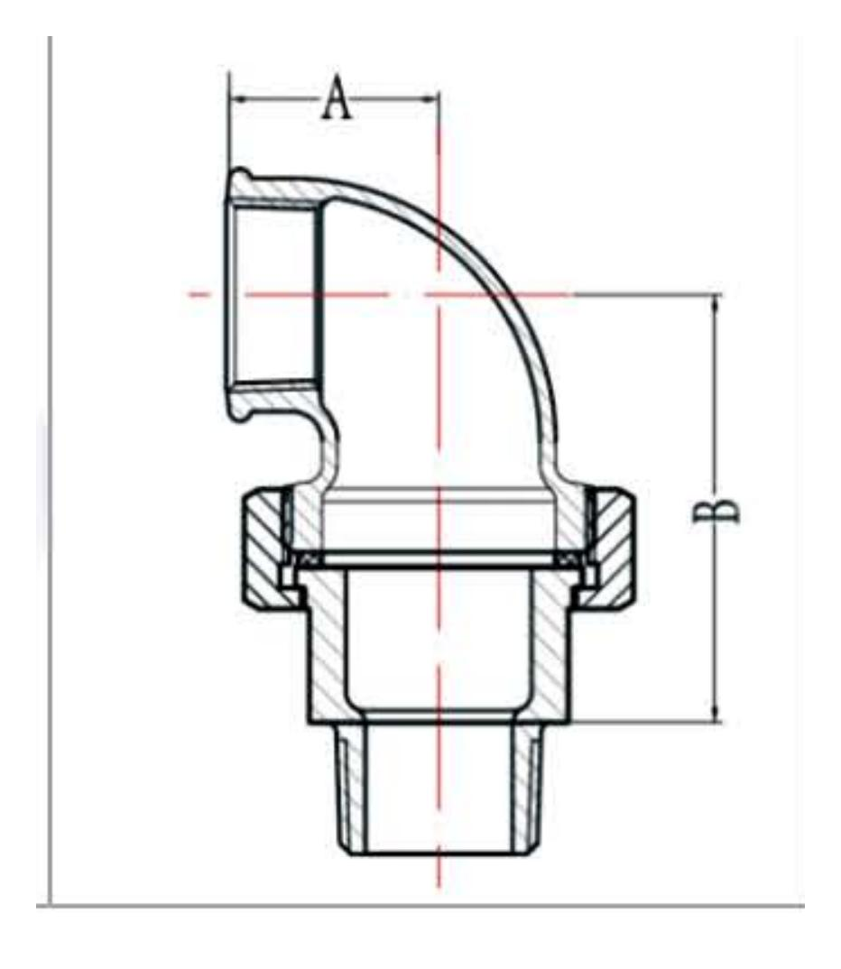 Malleable Iron Union Elbow Flat Seat M&F Fig.97 dimension drawing