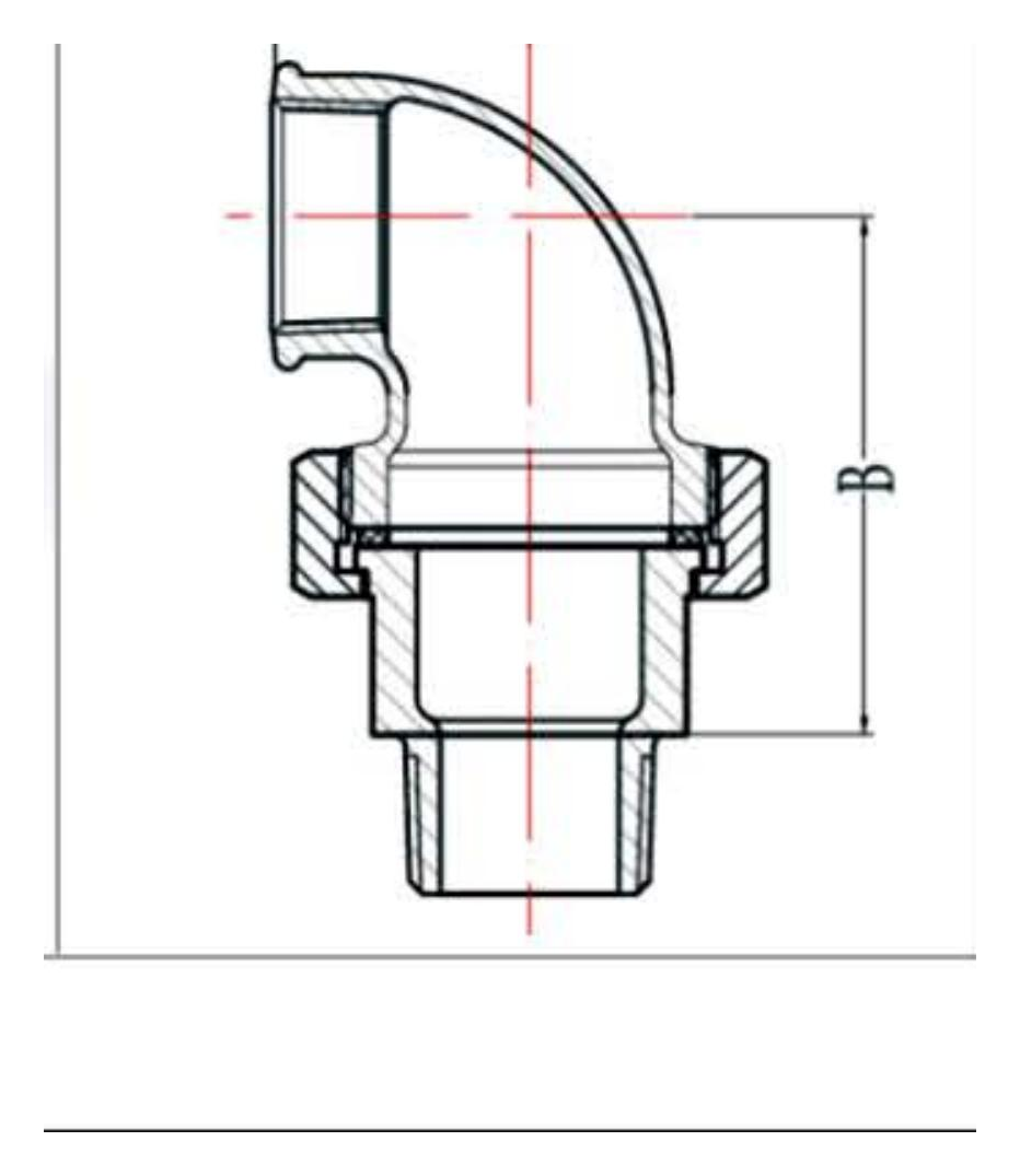 Malleable Iron M&F Conical Union Elbow Fig.98 dimension drawing