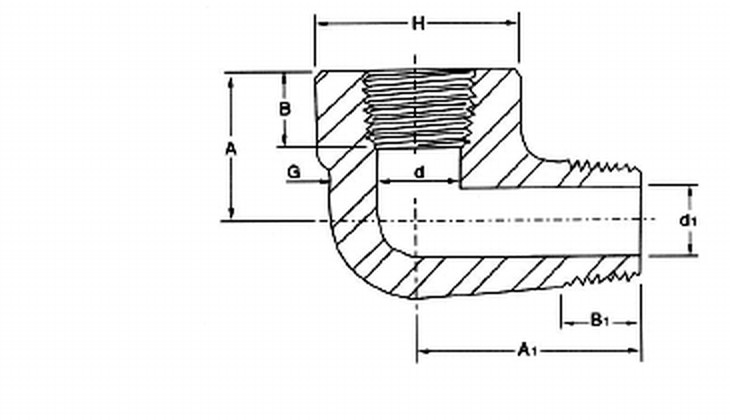 Stainless Street Elbow dimension drawing