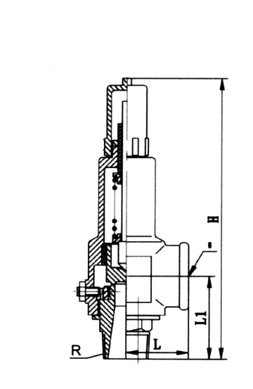 Spring Loaded Threaded Sealed Micro Lift Safety Valve dimension drawing