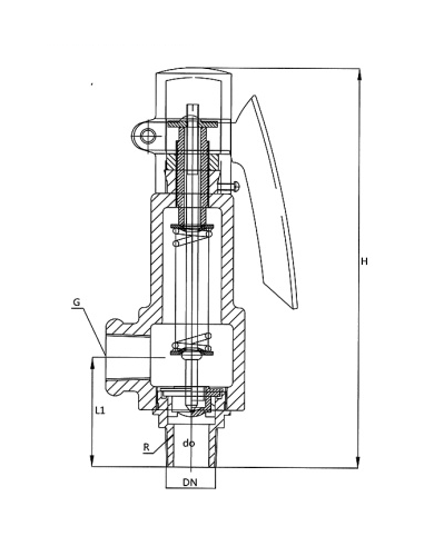 Spring Low Lift Safety Valve With Lever dimension drawing