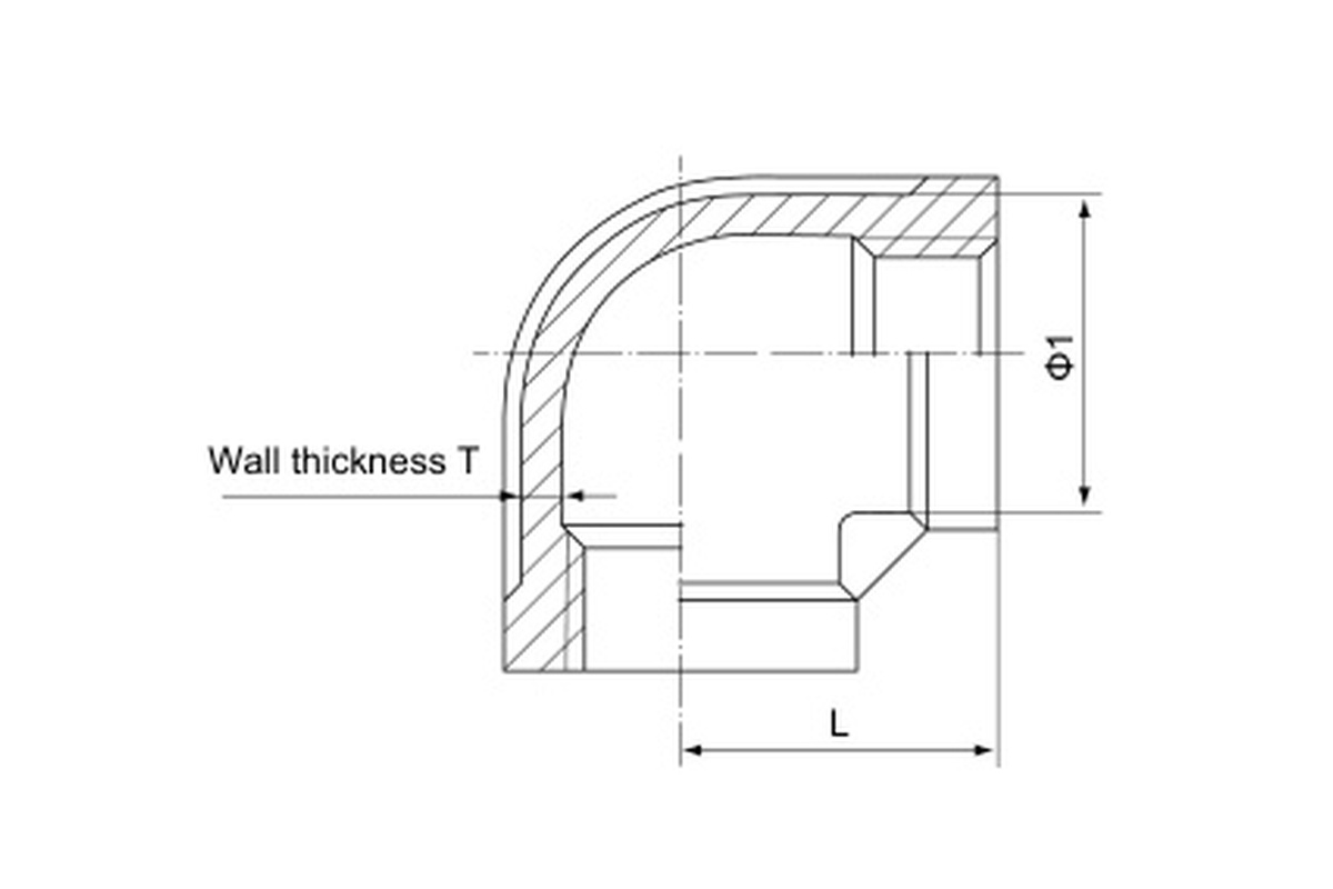 Stainless Steel 150LB 90 Degree Elbow dimension drawing