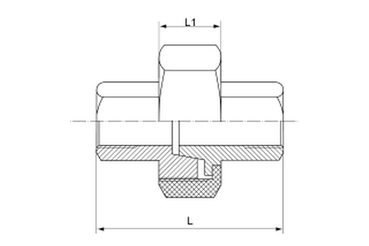 Stainless Steel 150LB Union Conical F/F complete dimension drawing