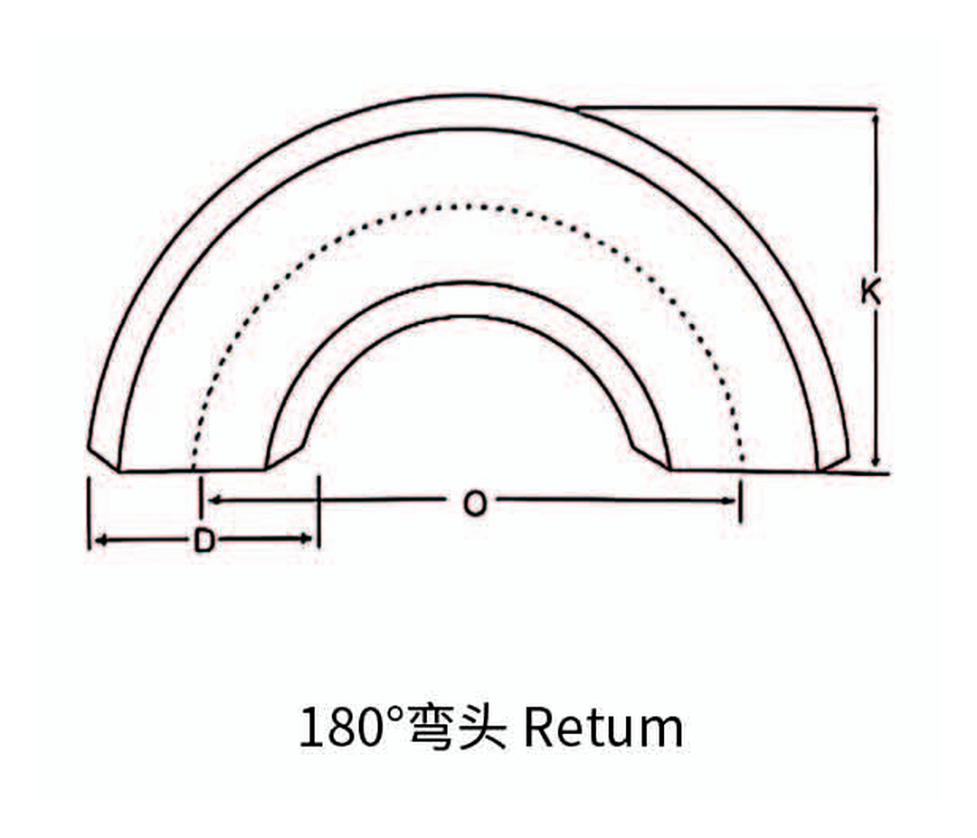 Stainless Steel Butt Weld 180 Degree Return dimension drawing