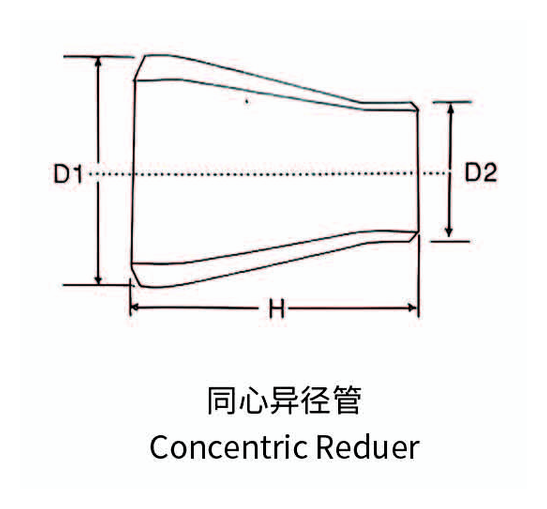 Stainless Steel Butt Weld Concentric Reducer dimension drawing