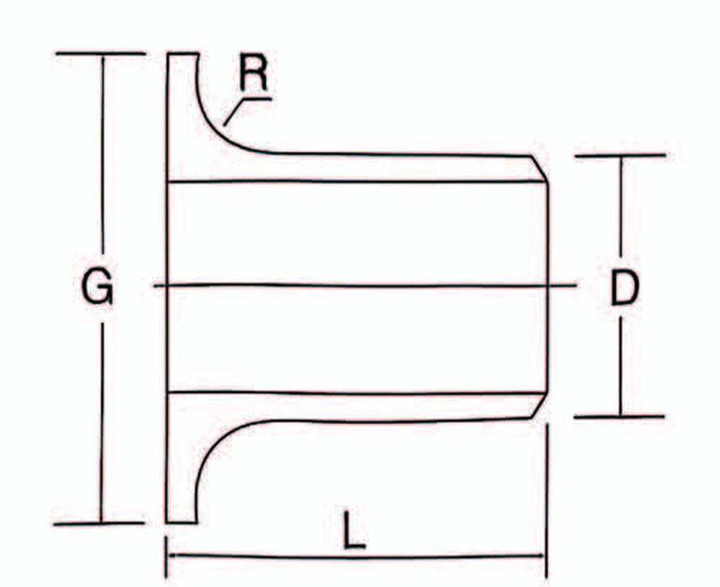 Stainless Steel Flanging Short Stub End dimension drawing