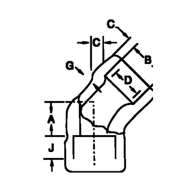 Stainless Socket-Welding 45 Degree Elbow dimensions diagram