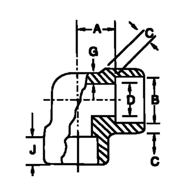 Stainless Socket-Welding 90 Degree Elbow dimensions diagram