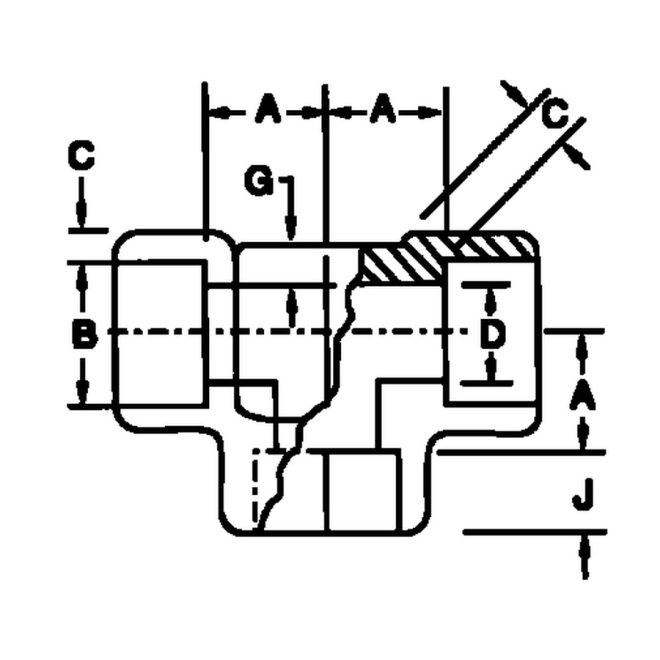 Stainless Socket-Welding Tee dimensions diagram