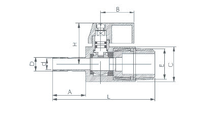 Stainless Steel Mini Ball Valve Male x Hose Barb dimension drawing