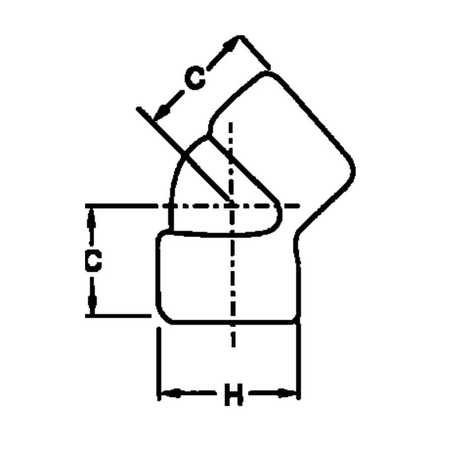 Stainless Threaded 45 Degree Elbow dimensions diagram