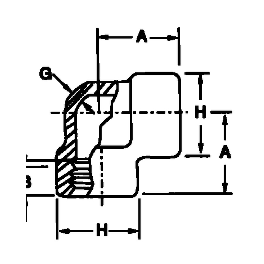 Stainless Threaded 90 Degree Elbow dimensions diagram
