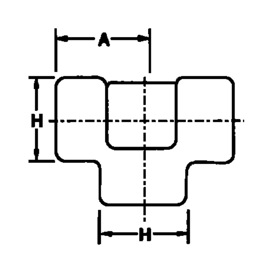 Stainless Threaded Tee dimensions diagram