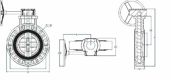 UPVC Worm Gear Butterfly Valve dimension drawings