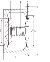 Wafer Type Disc Check Valve dimension drawing