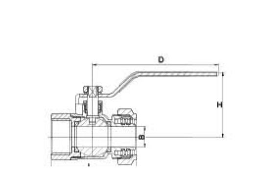 Aluminum Plastic Pipe Brass Ball Valve Single Cassette Female Thread dimension drawing