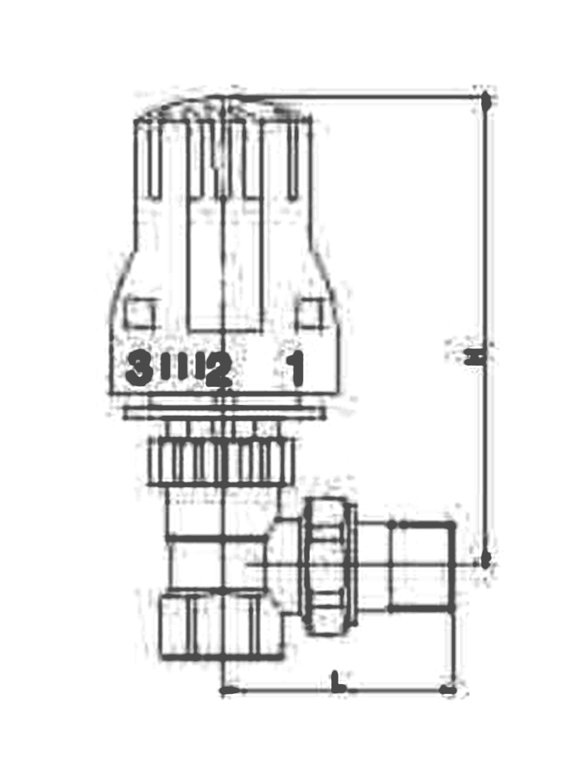Angle Type Automatic Thermostatic Control Valve dimension drawing