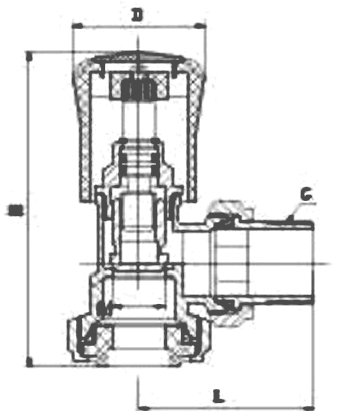 Brass Aluminum Plastic Angle Temperature Manual Control Valve dimension drawing