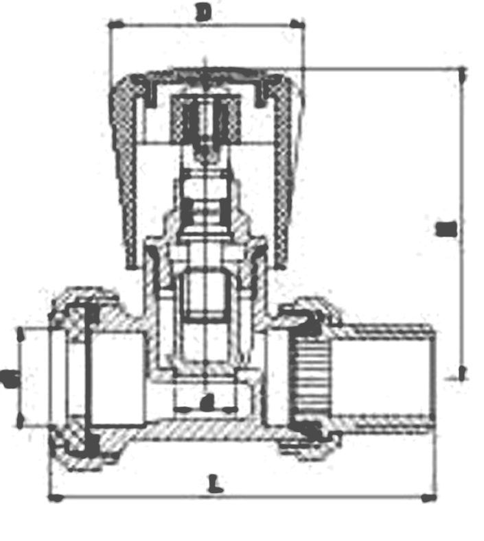 Brass Aluminum Plastic Straight Manual Thermostatic Valve dimension drawing