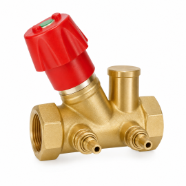 Brass Balance Valve With Red Adjustment Cap