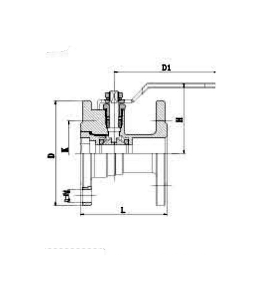 Brass Flanged Ball Valve dimension drawing