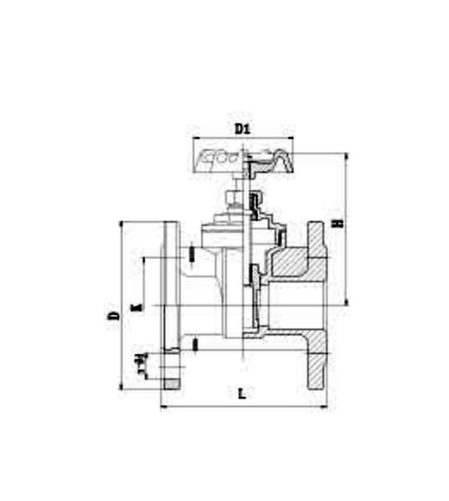 Brass Flanged Gate Valve dimension drawing