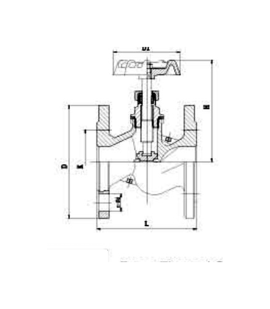 Brass Flanged Globe Valve dimension drawing