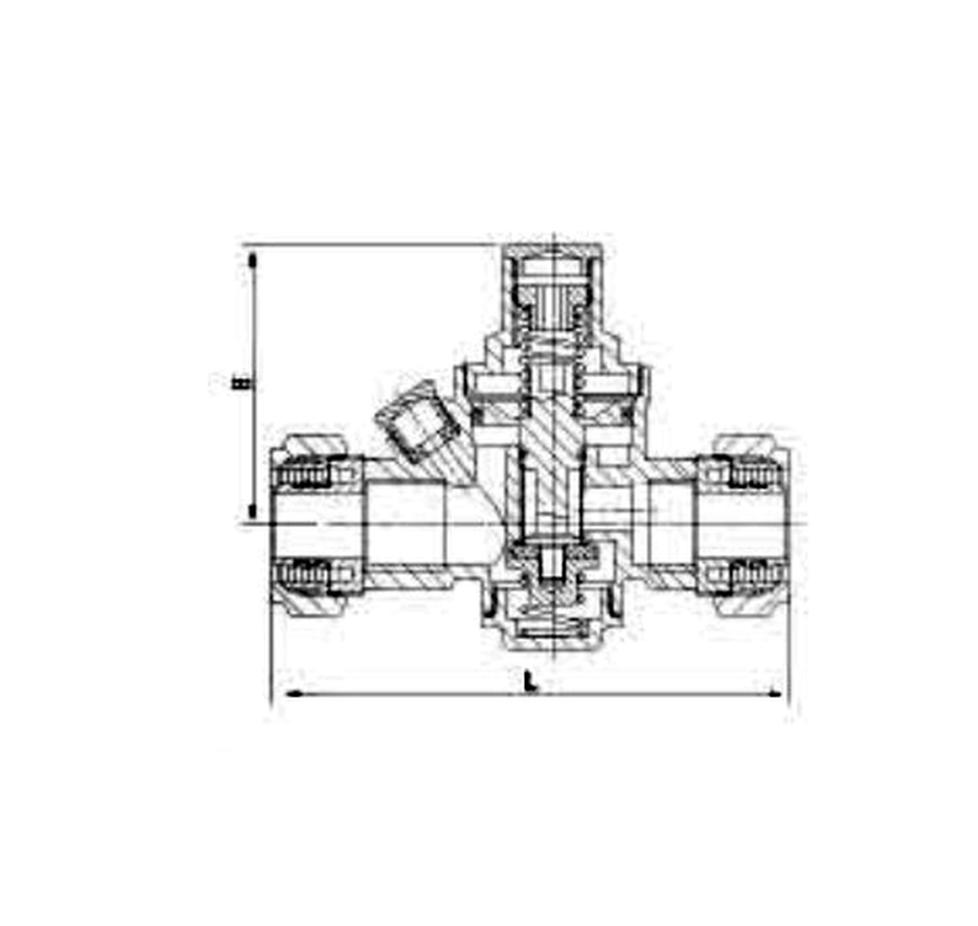 Brass Piston Pressure Reducing Valve Double Union dimension drawing