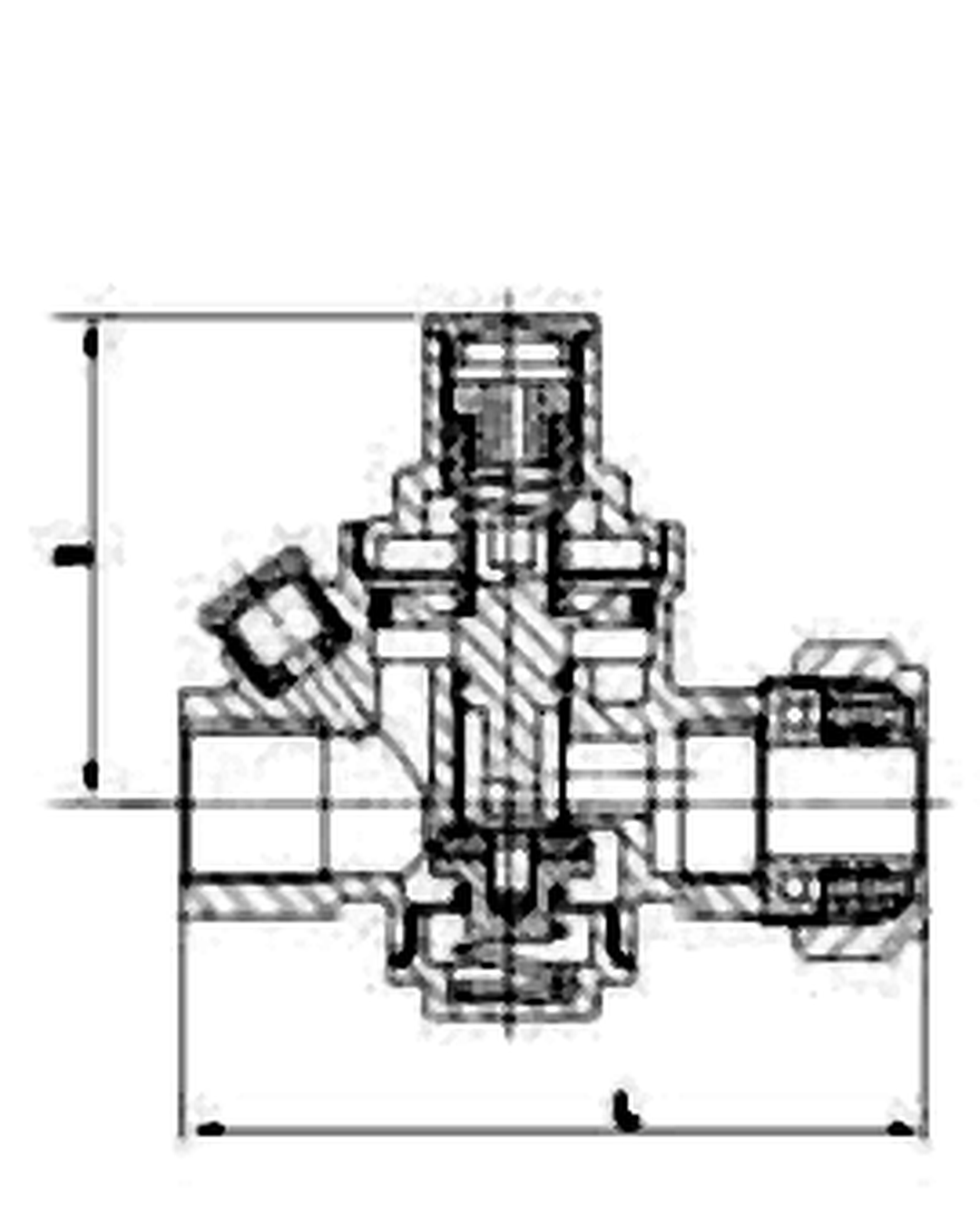 Brass Piston Pressure Reducing Valve Water Inlet Live Connection dimension drawing