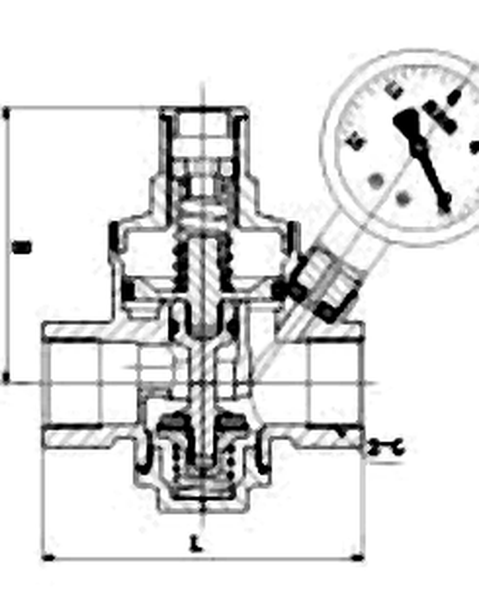 Brass Piston Regulator With Meter dimension drawing